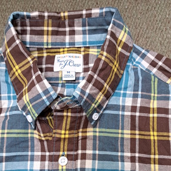 Men's J Crew Madras Short Sleeve Shirt - MED - Summerweight - Picture 2 of 4